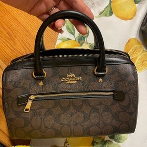 Black and brown Coach Rowan Satchel signature Coach purse